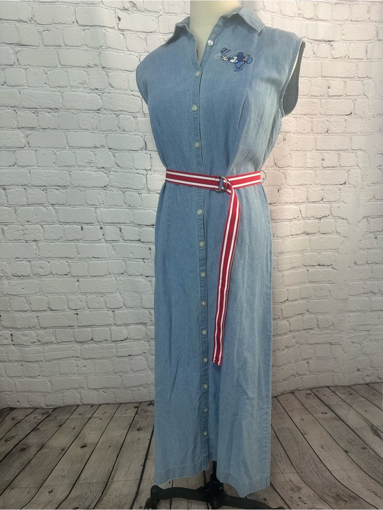 Disney store Dresses & Skirts - Y2K Disney Store Mickey & Minnie Embroidered Denim Midi Dress Size Medium